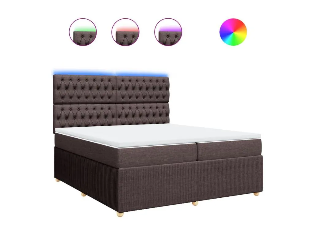 Cama box spring con colchón tela marrón oscuro 200x200 cm rhq3518907
