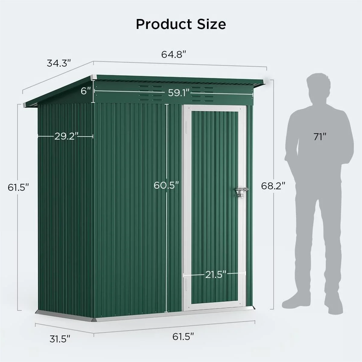 5' x 3' Outdoor Storage Shed, Metal Outdoor Storage Cabinet with Single Lockable Door, Waterproof Tool Shed,Gray - Image 25