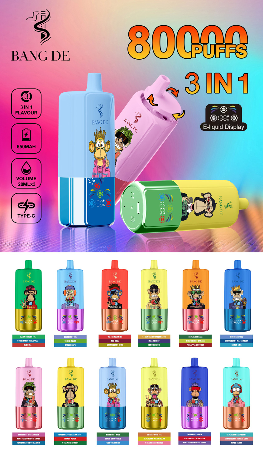 Bang De Triple 80000 Puff Vape — 3 Flavors, 60ML, Type-C Rechargeable