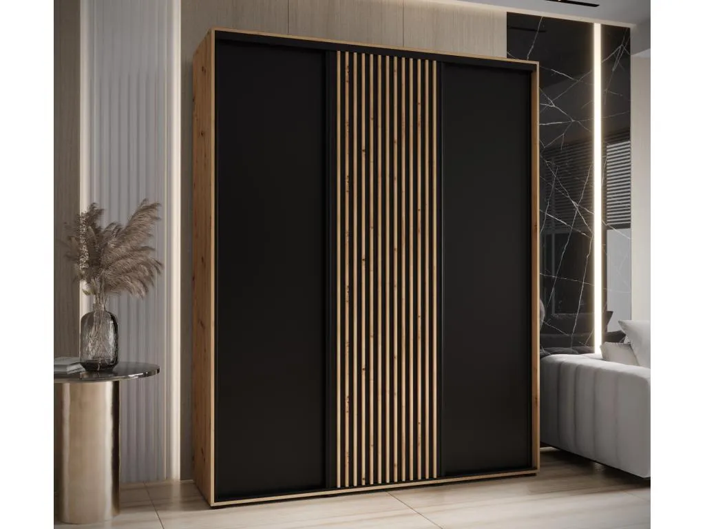 ARMARIO Mobtrendy 1 DE PUERTAS CORREDERAS 235.2/190/60 3 puertas (artisan/negro) gjvu88487