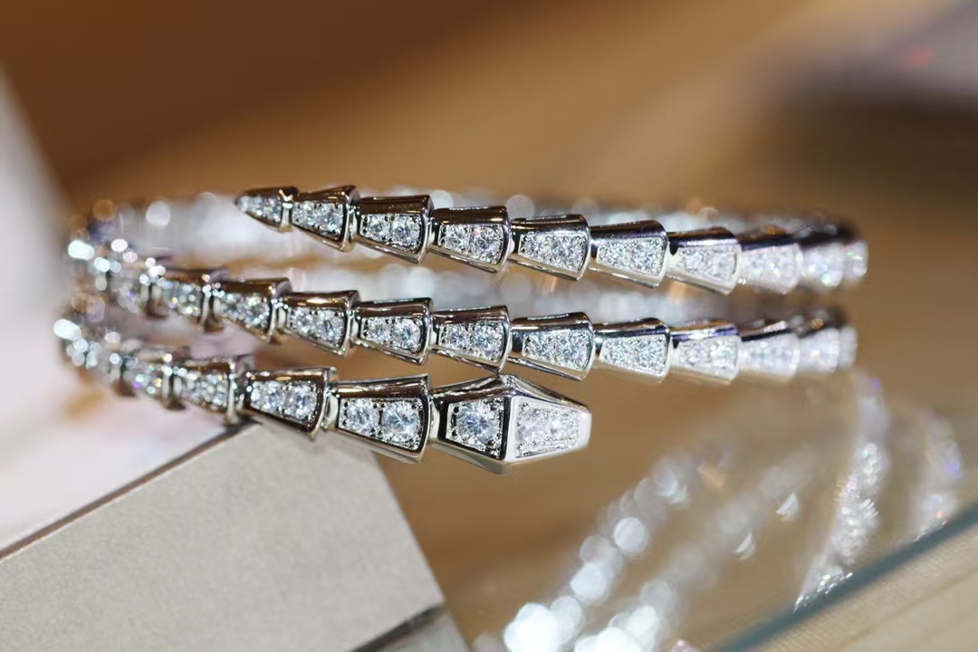Bvlgari Serpenti Viper Bangle Bracelet - Full Diamond - Original Replica Club