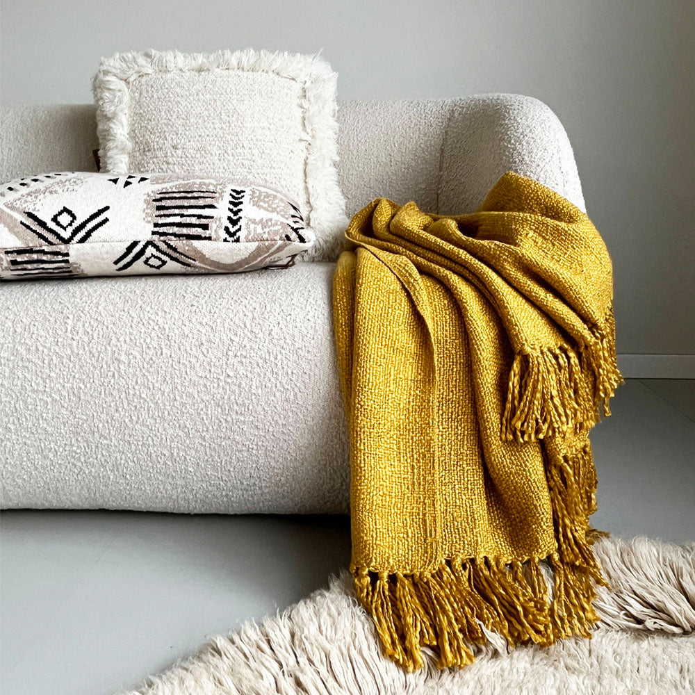 Malagoon Solid Plaid 125 x 150 cm - Curry Geel