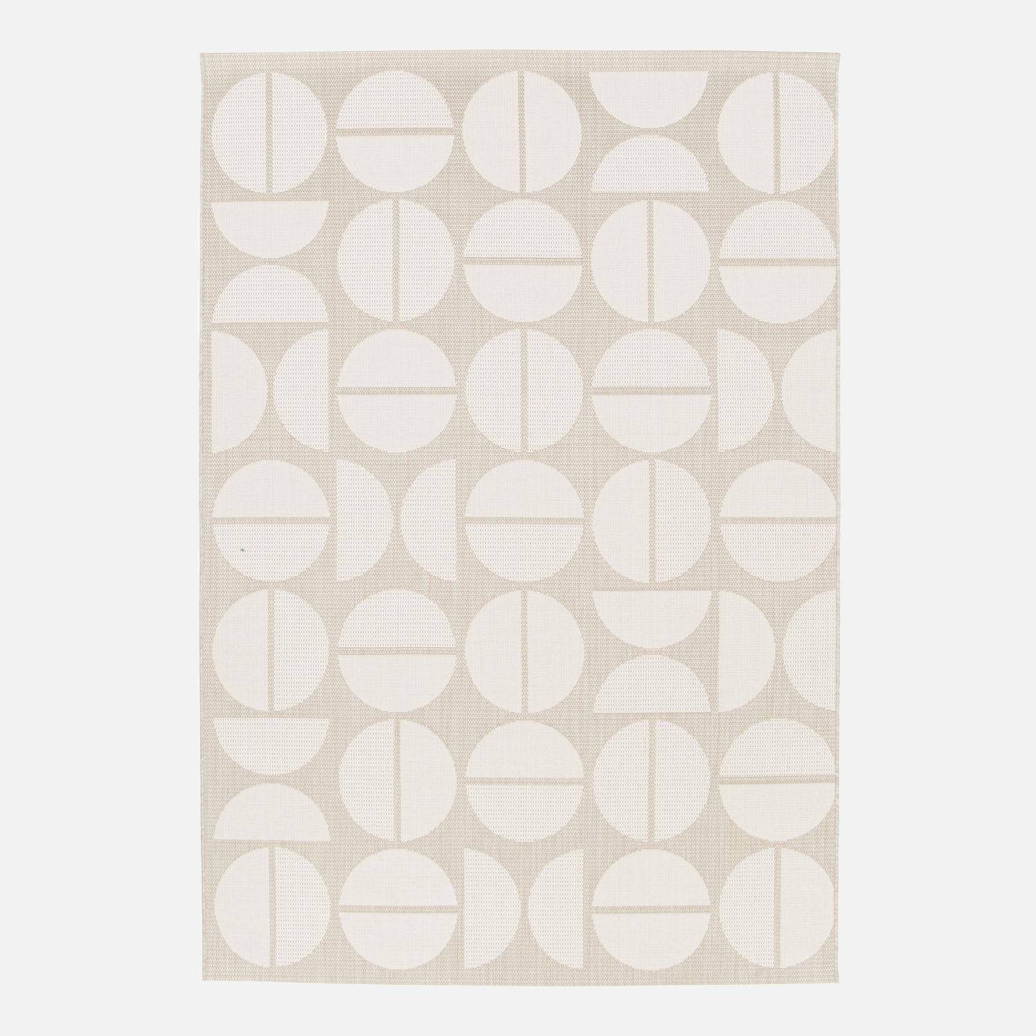 Megan - Alfombra interior/exterior diseño geométrico beige poliéster reciclado