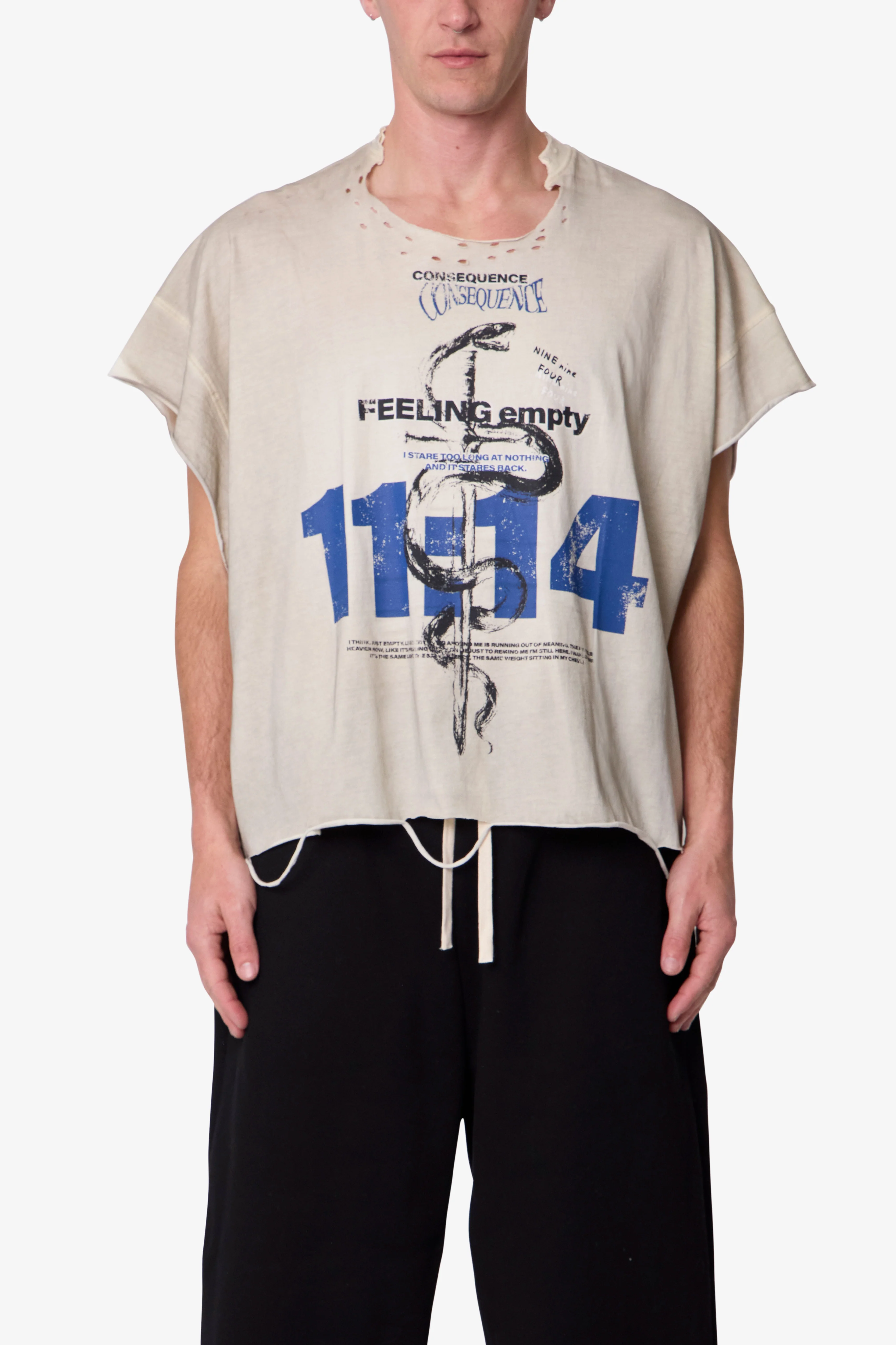Tattered Cut Off Tee - Off White