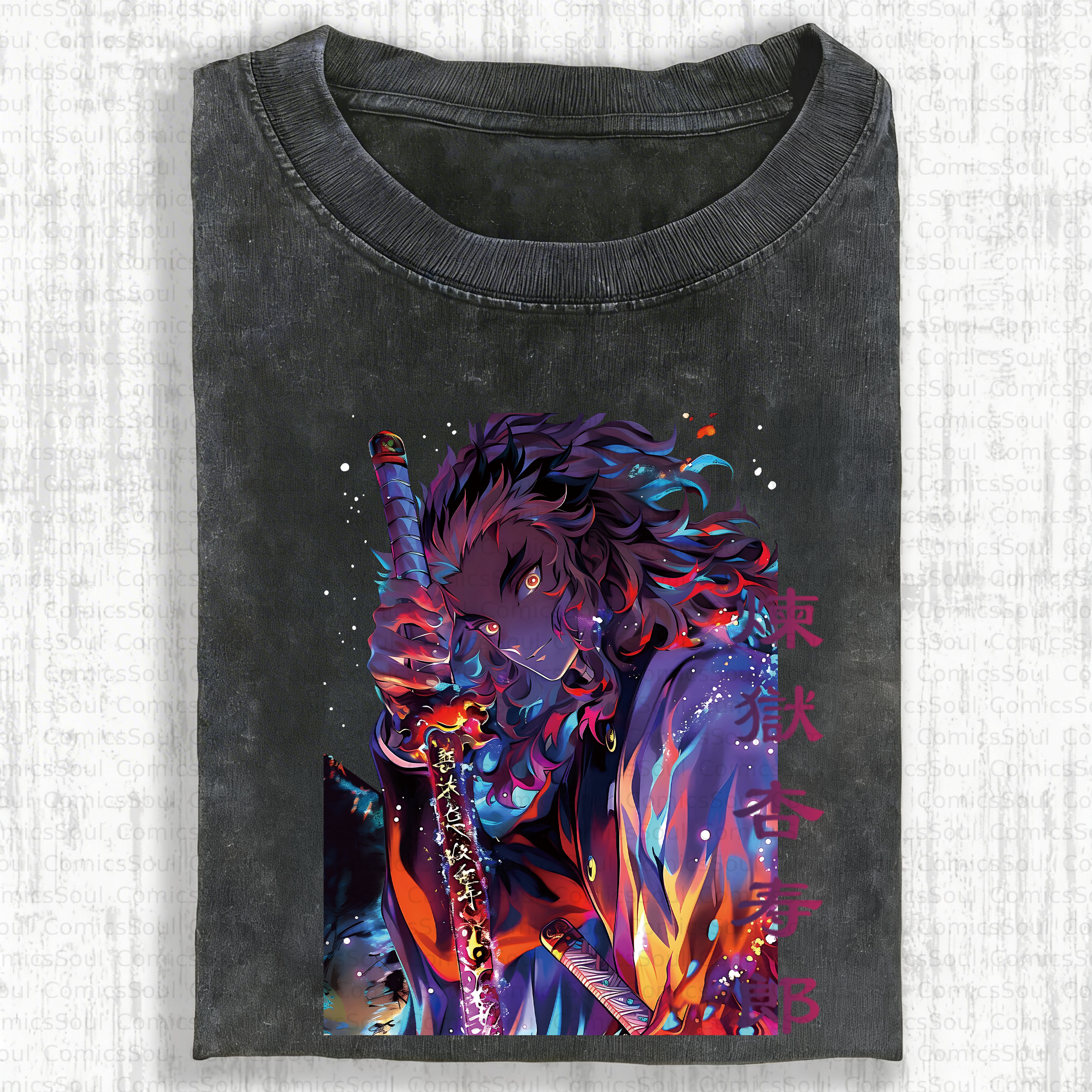 Unisex Anime Inspired Vintage Washed T-Shirt
