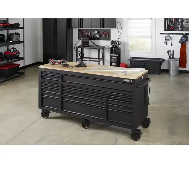 72 Inch Gloss Black Mobile Workbench Tool Chest With Casters And 18 Drawers - Image 6 72 Inch Gloss Black Mobile Workbench Tool Chest With Casters And 18 Drawers - Image 6