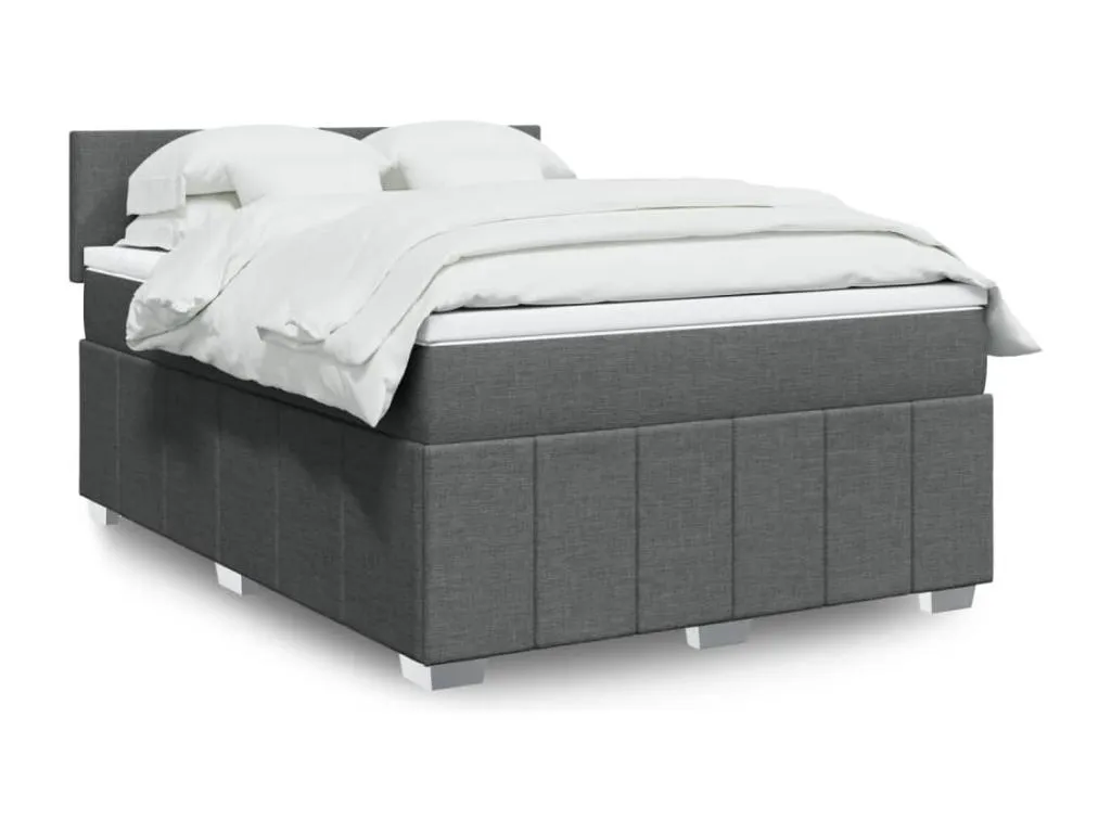 Cama box spring con colchón tela gris oscuro 140x190 cm rsw3521985