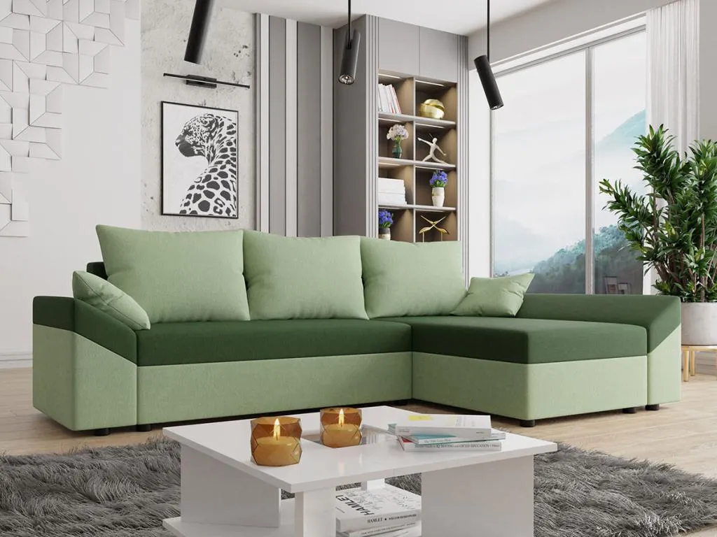Sofá rinconero Sancaldeco 104 Verde Función de descanso Caja de ropa de cama 240x140cm EGQY29637