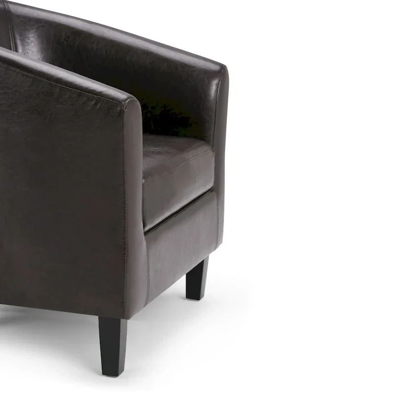 Modern Tub Accent Chair with Upholstered Seat and Wooden Legs