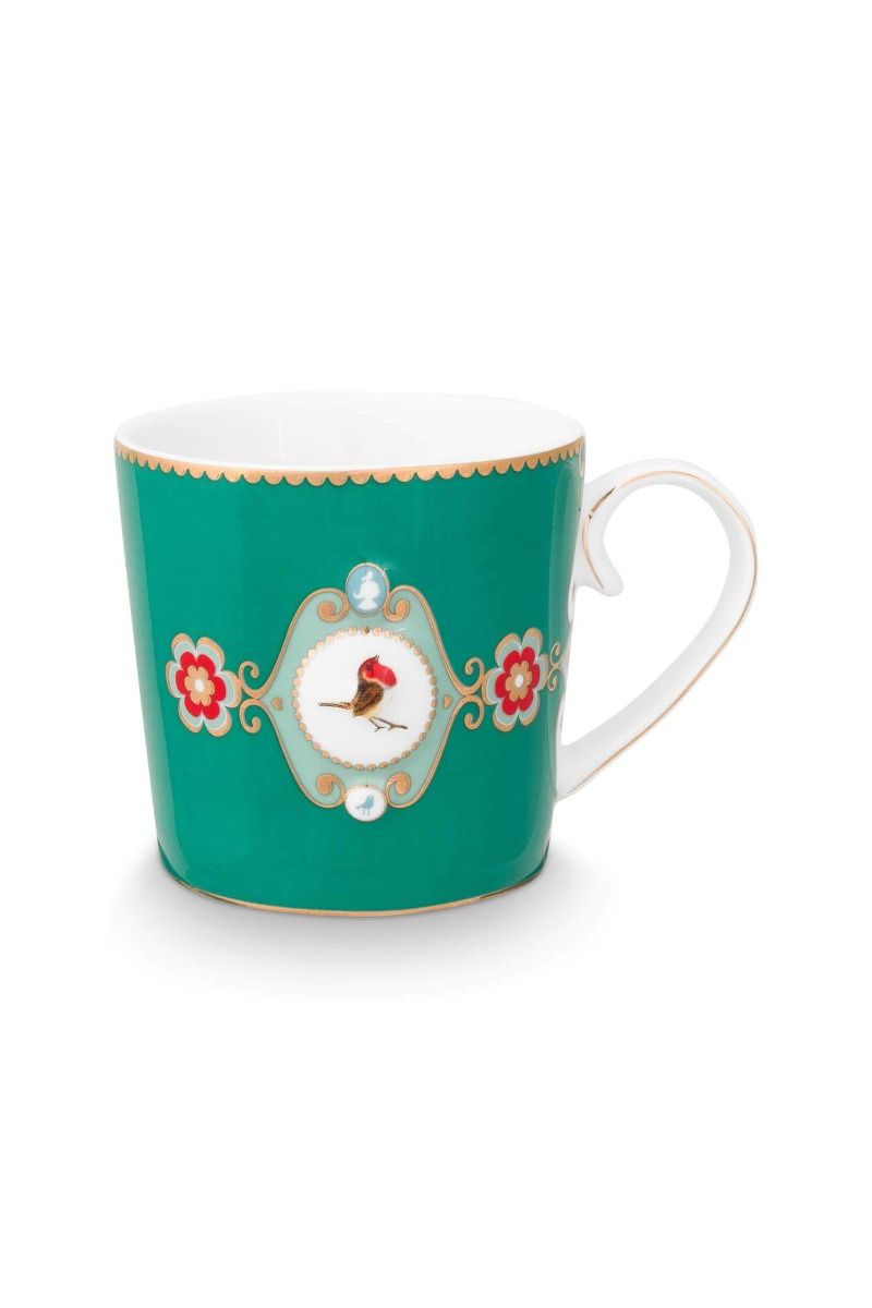 Mug Small Love Birds Medallion Emerald