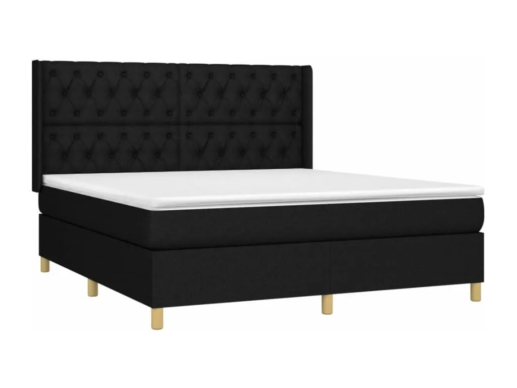 Cama box spring con colchón tela negro 160x200 cm cyx3378183