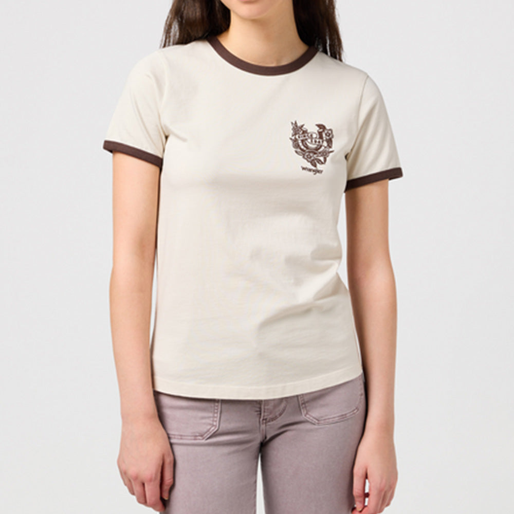 Wrangler - T-shirt Ringer - Blanc