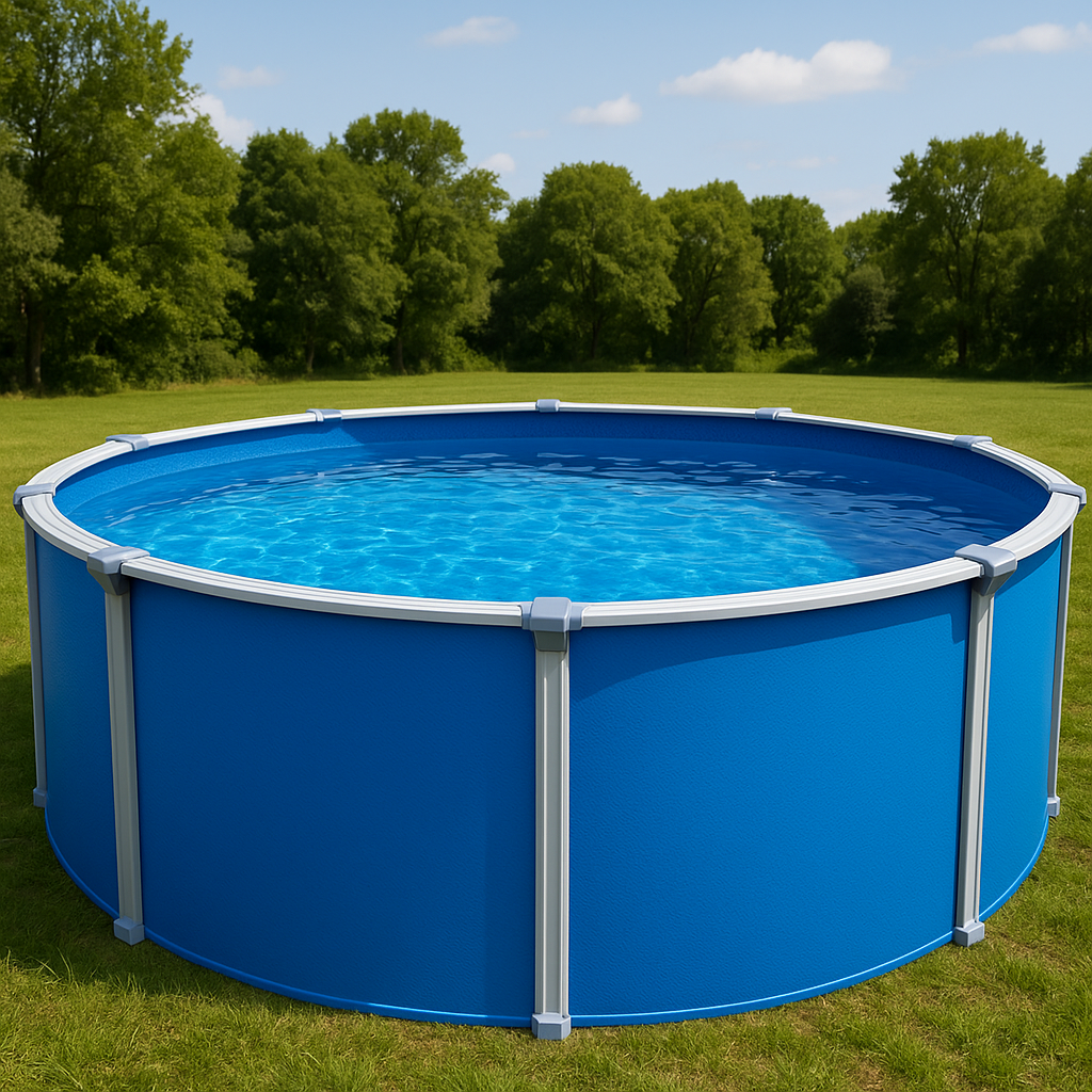 Piscina tubular redonda exterior azul plástico jardín terraza 457x107 cm