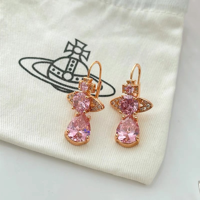 Vivienne Westwood Luxury Colorful Diamond Teardrop Earrings - Original Replica Club