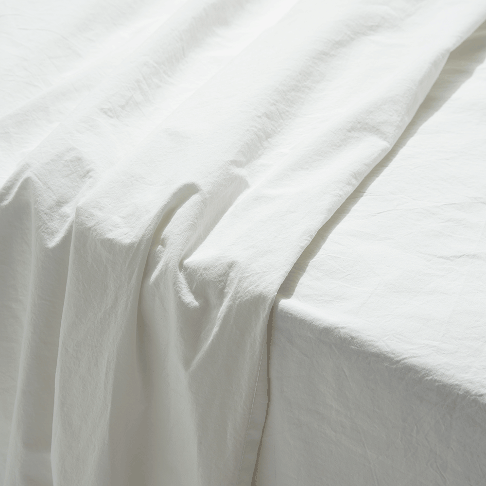 Drap plat en percale de coton - Blanc Craie
