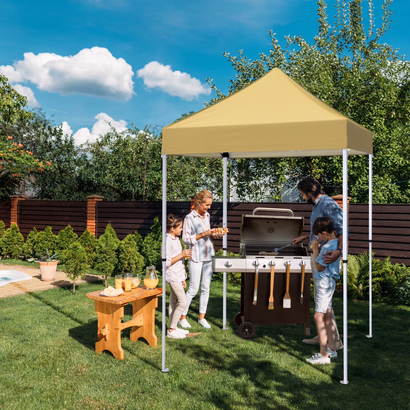 EAGLE PEAK 5x5 Pop up Canopy Tent Instant Outdoor Canopy Easy Set - up Straight Leg Folding Shelter（blue）