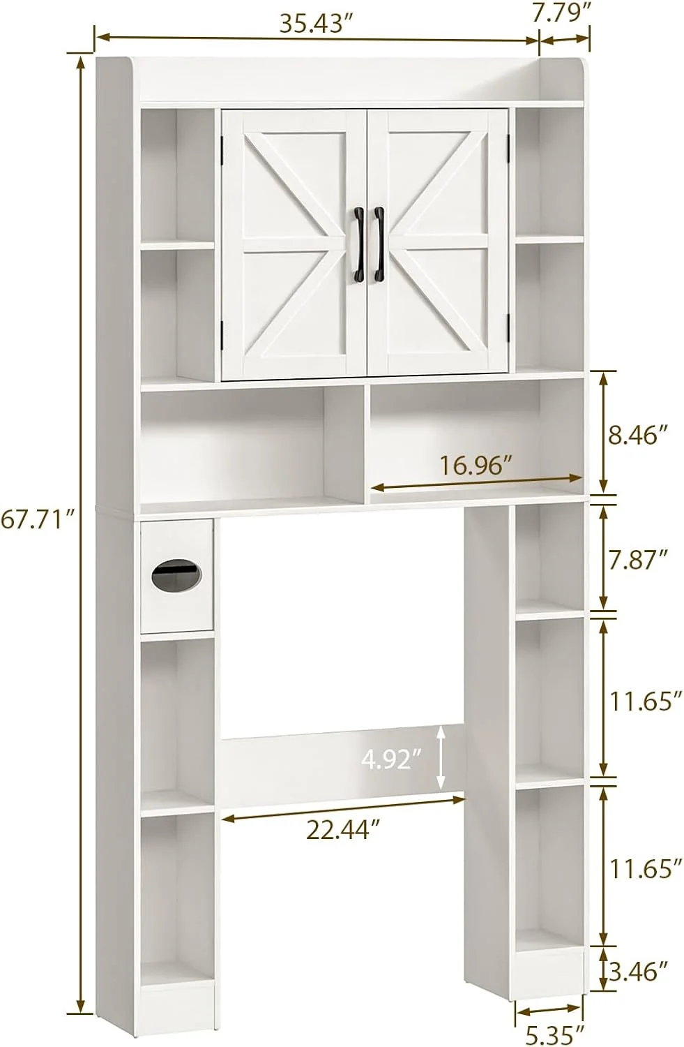 Vabches Over The Toilet Storage Cabinet, Freestanding Bathroom Space Saver with Adjustable Shelf and 2 Doors - Image 14