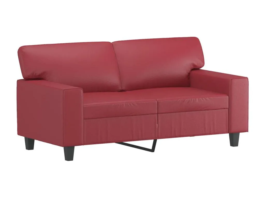 Juego de sofás con cojines 3 piezas cuero sintético rojo tinto