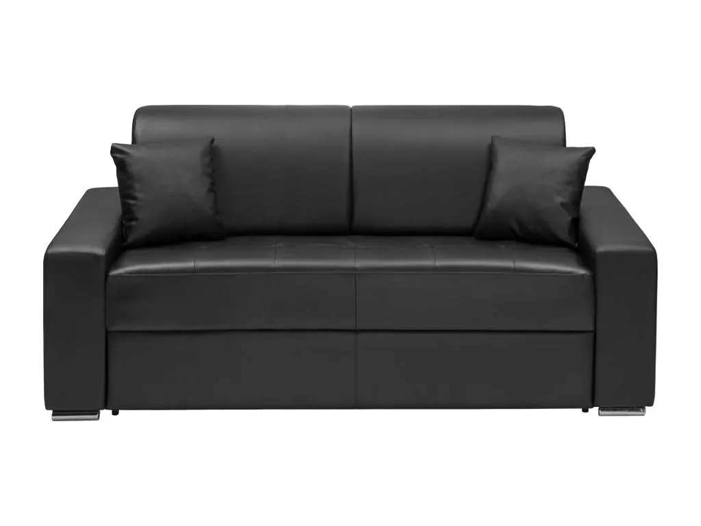 Sofá cama italiano 3 plazas piel sintética Luxmbls - Negro - Cama 140 cm - Colchón 18 cm 88102YVAK