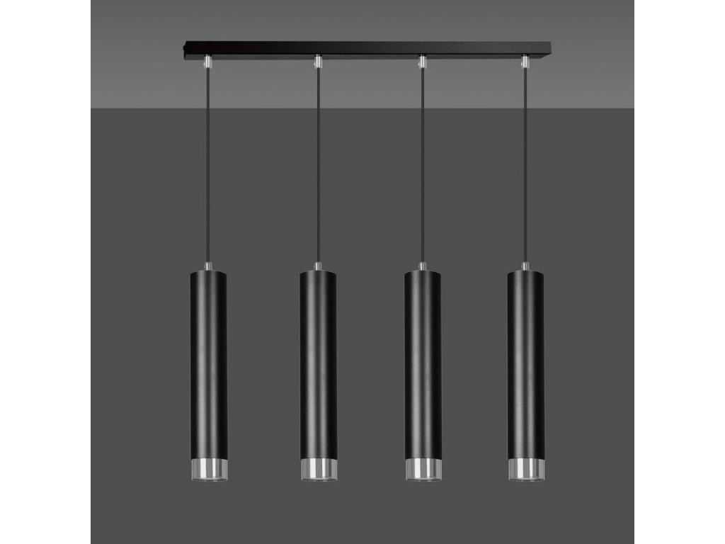 Lámpara de Suspensión Kibo, Negro, Cromo, 60x100x6 cm, Laocacasas