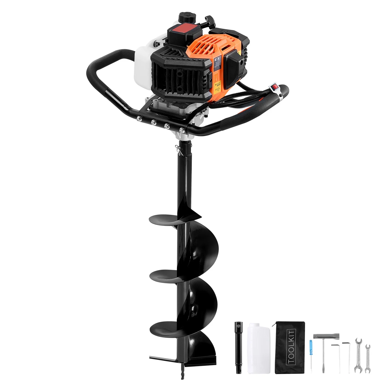 KFFKFF Gas Earth Auger, 52CC 1450W, includes 8- Drill Bit & Extension Rod, Ideal for Garden, Farmland Fence Installation, Orange & Black - Image 5
