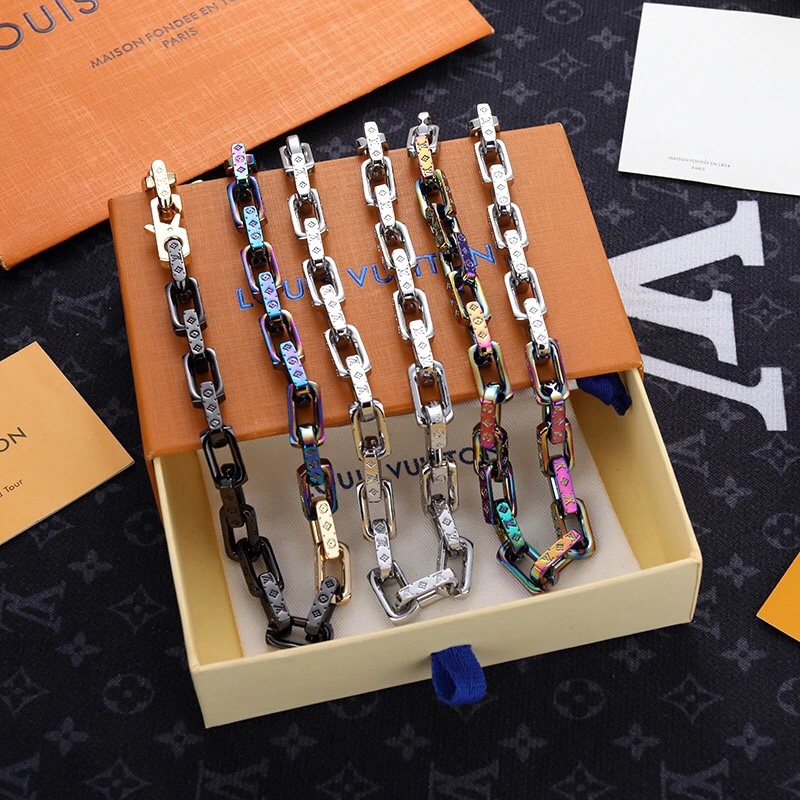 Louis Vuitton Mixed Color Cuban Chain Mens Necklace - Original Replica Club