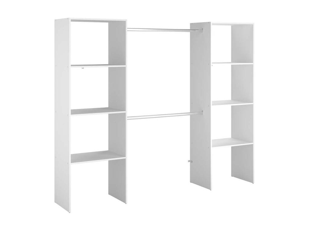 Vestidor blanco con 6 estantes y 2 armarios Abodeia