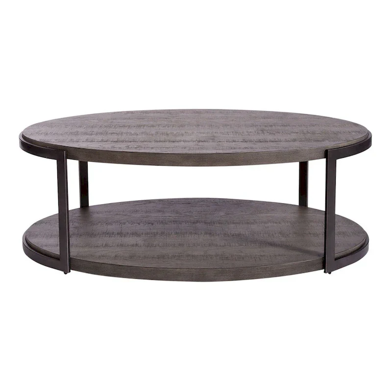 Contemporary Gauntlet Gray Oval Coffee Table