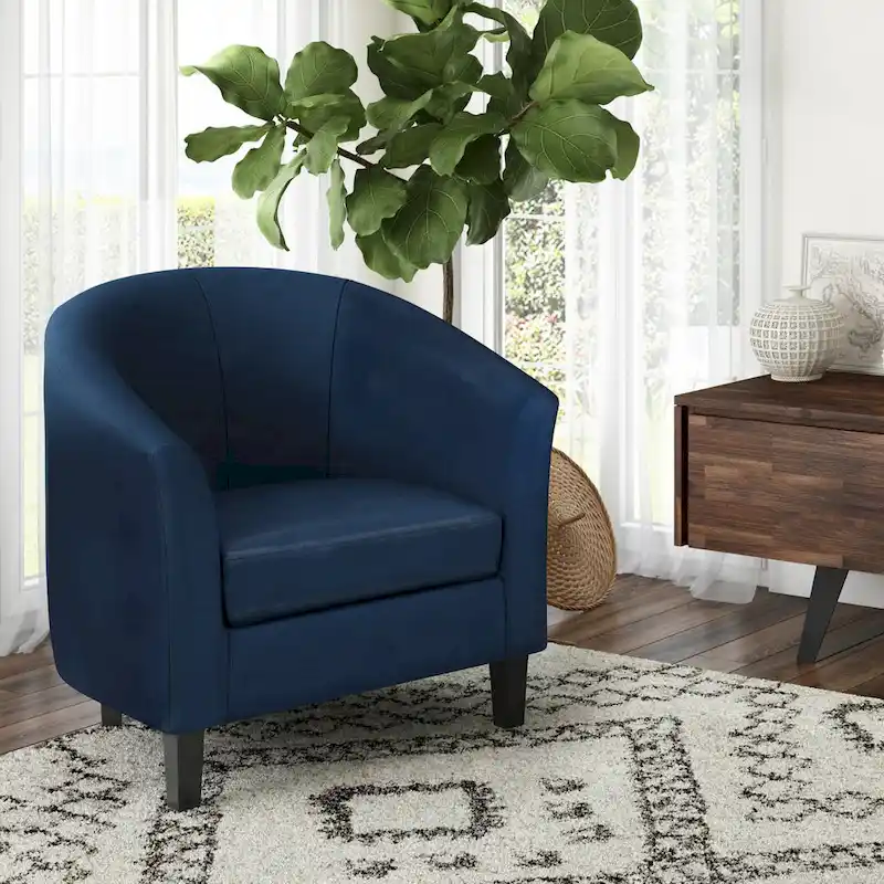 Modern Tub Accent Chair with Upholstered Seat and Wooden Legs
