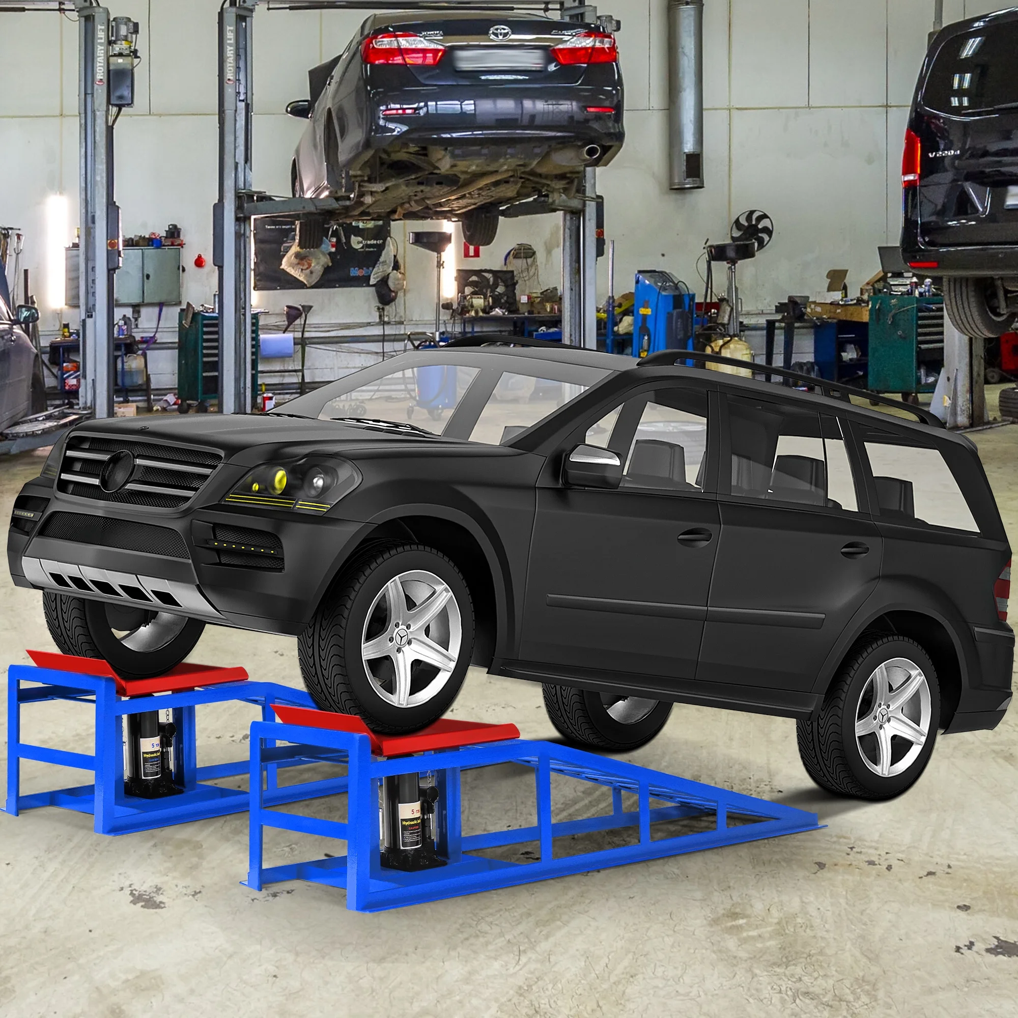 Lafati 2-Pack Hydraulic Car Ramps: Heavy-Duty Vehicle Ramps with 5T / 10000lbs Jack Load Capacity, Portable Design for Effortless Oil Changes and Car Lifts - Image 30