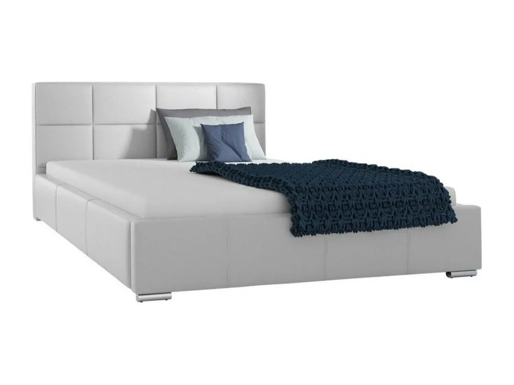 Cama Cosinor 122, doble, blanco, 180x200, cuero ecológico, somieres, 198x222x92cm kuw1703507