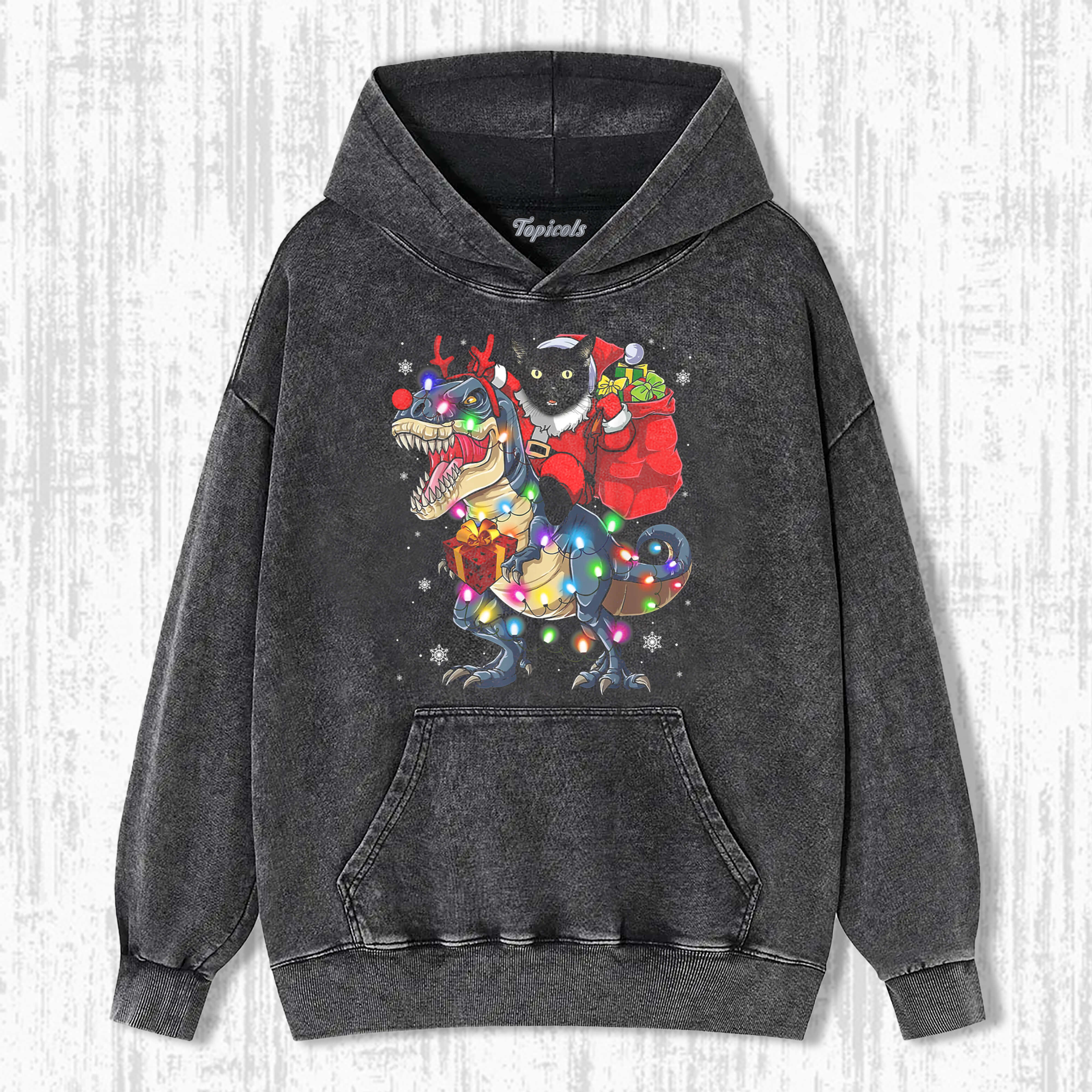 CAT RIDING A DINOSAUR T REX CHRISTMAS SHIRT