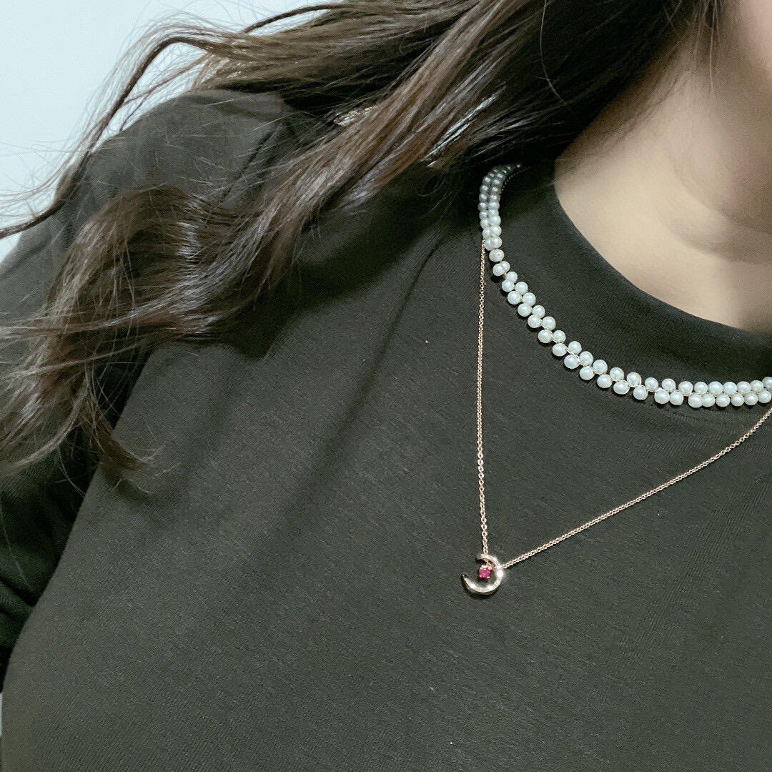 Chanel Coco Crush Rose Gold Moon Star Red Diamond Necklace - Original Replica Club