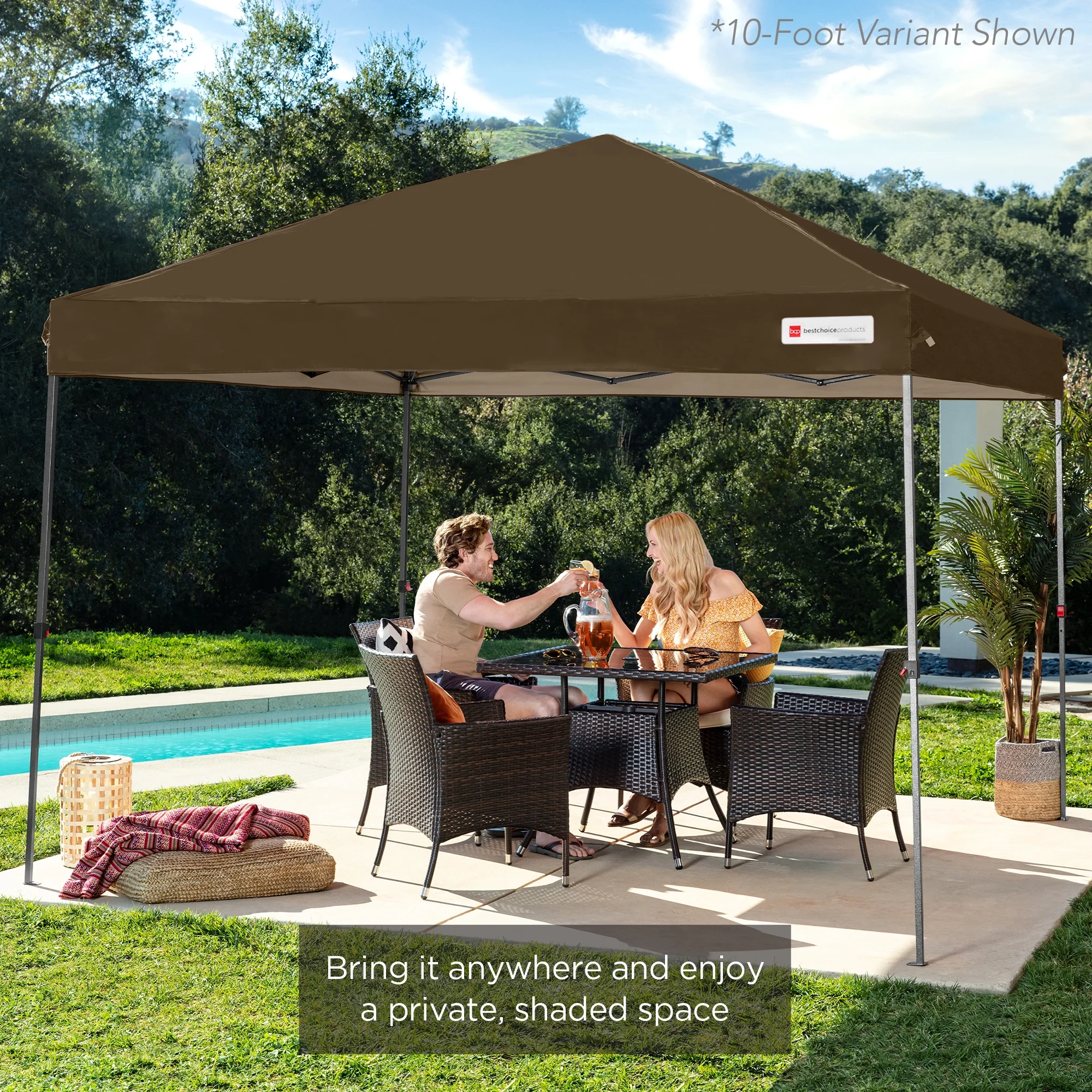Best Choice Products 12x12ft Easy Setup Pop Up Canopy w/ 1-Button Setup, Wheeled Case, 4 Weight Bags - Navy Blue - Image 147