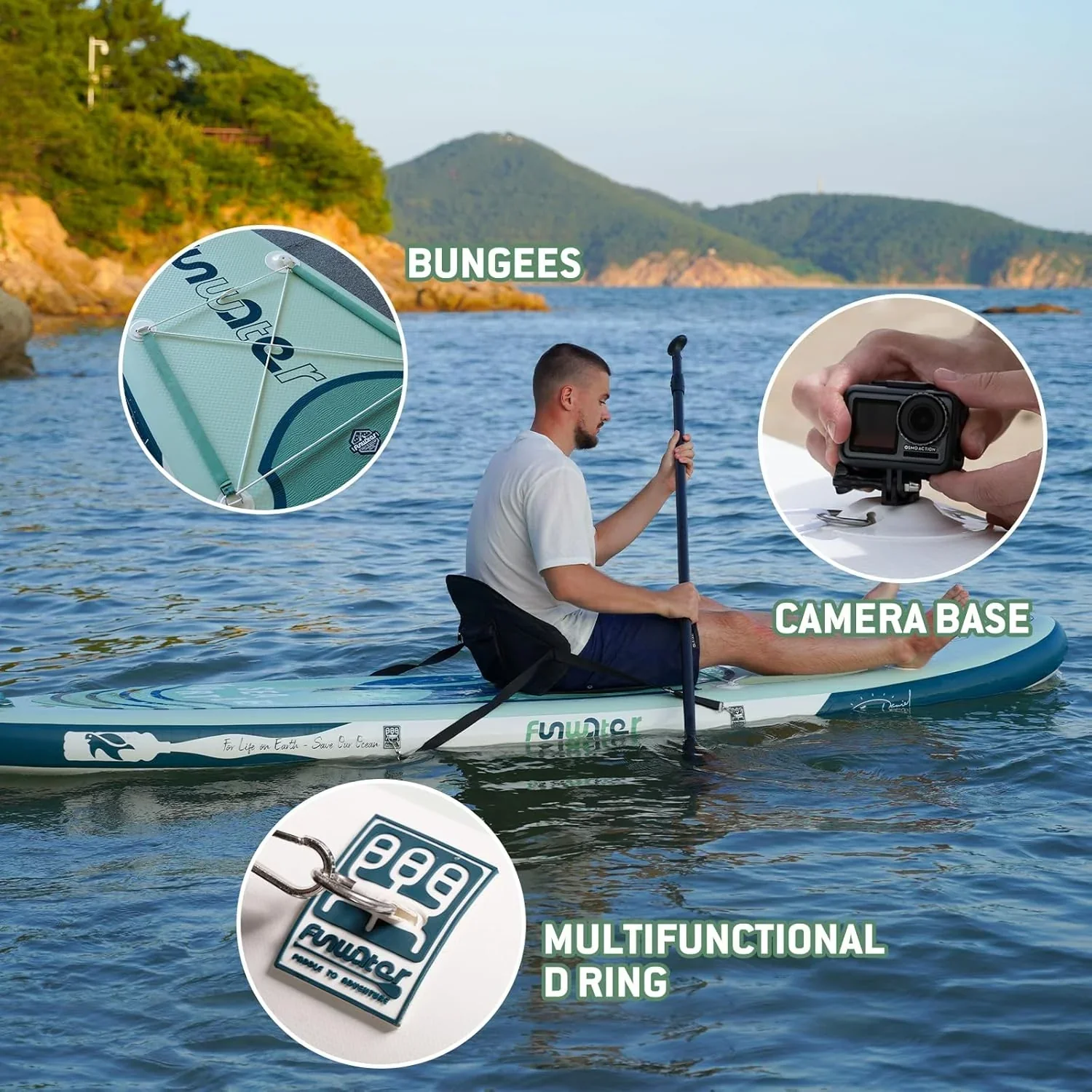 FunWater Inflatable Stand Up Paddle Board, 11 ft x 32 in x 6 in - SUP Paddle Accessories - Image 34 FunWater Inflatable Stand Up Paddle Board, 11 ft x 32 in x 6 in - SUP Paddle Accessories - Image 34