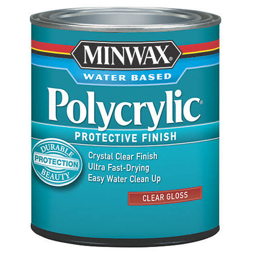 Minwax Polycrylic Water Based Protective Finish, Clear Gloss - 8 fl oz can(Gloss/Half Pint)