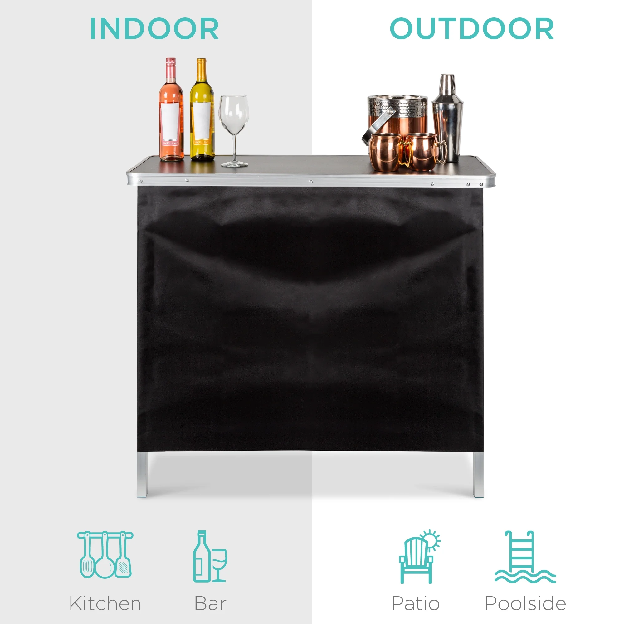 Best Choice Products Portable Pop-Up Bar Table for Indoor/Outdoor, Party, Picnic w/ Carrying Case, Removable Skirt - Image 4