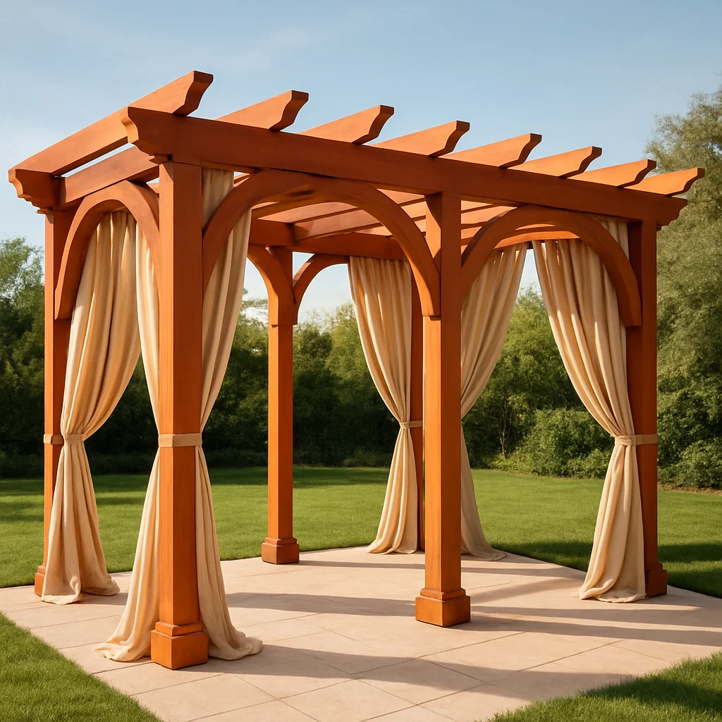 Pérgola de madera para jardín - Color terracota - para exterior - 400 cm largo x 280 cm alto x 330 cm profundo ZmJJjMN319LO