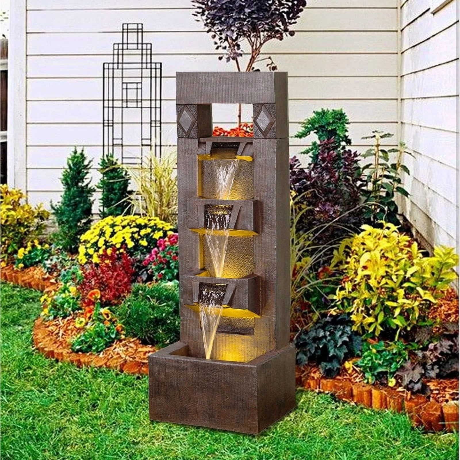 Outdoor Fountains and Indoor Waterfalls 4 Floor-Standing Water Fountain Outdoor with LED Lights for Garden, Living Room, Patio, Home Decor - Image 2