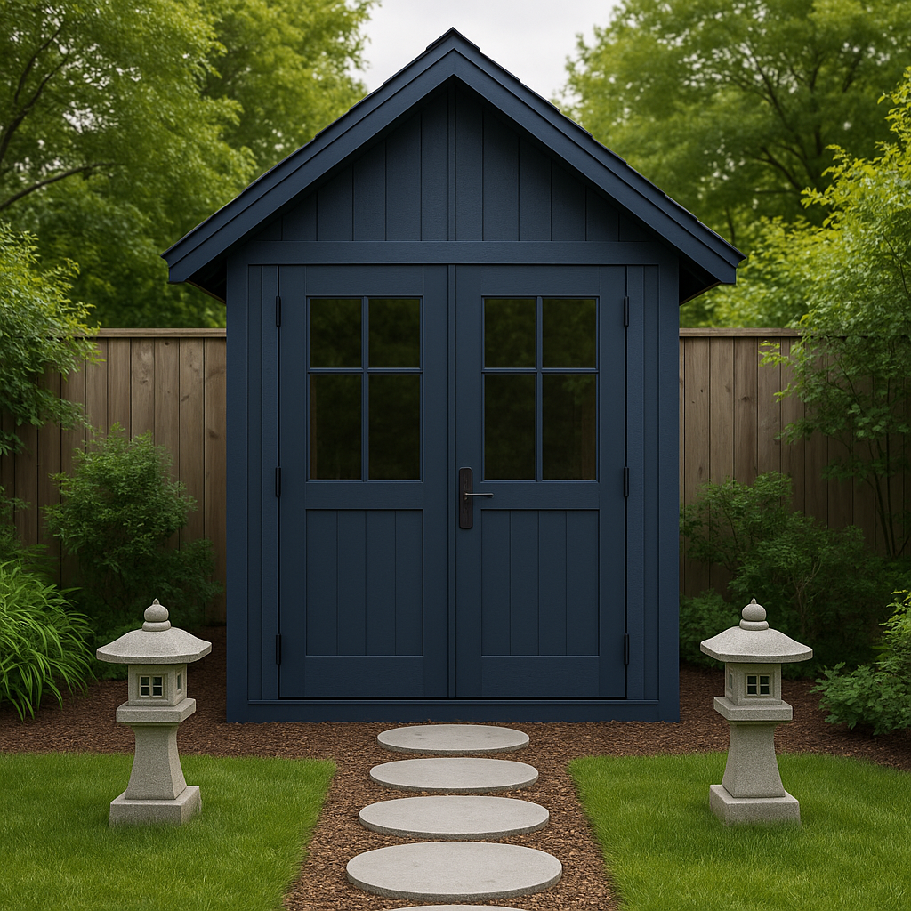 Caseta de jardín de resina Azul Resina Exterior Jardín Zen 200×180×240 cm