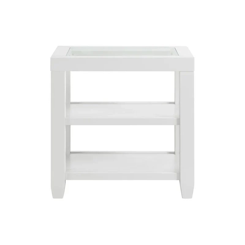 Cordero 16-Inch Wide Wood and Glass Top Chairside End Table with Shelf Storage