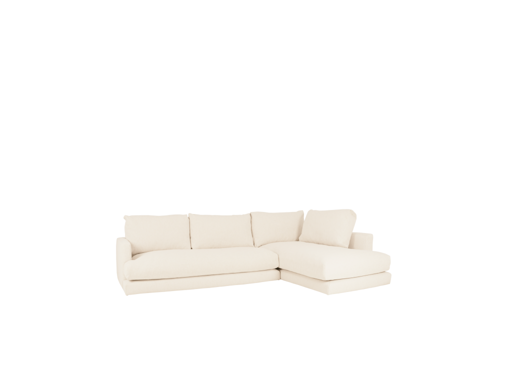 Sofá 4 plazas con chaise longue derecho tono blanco roto 325x212cm
