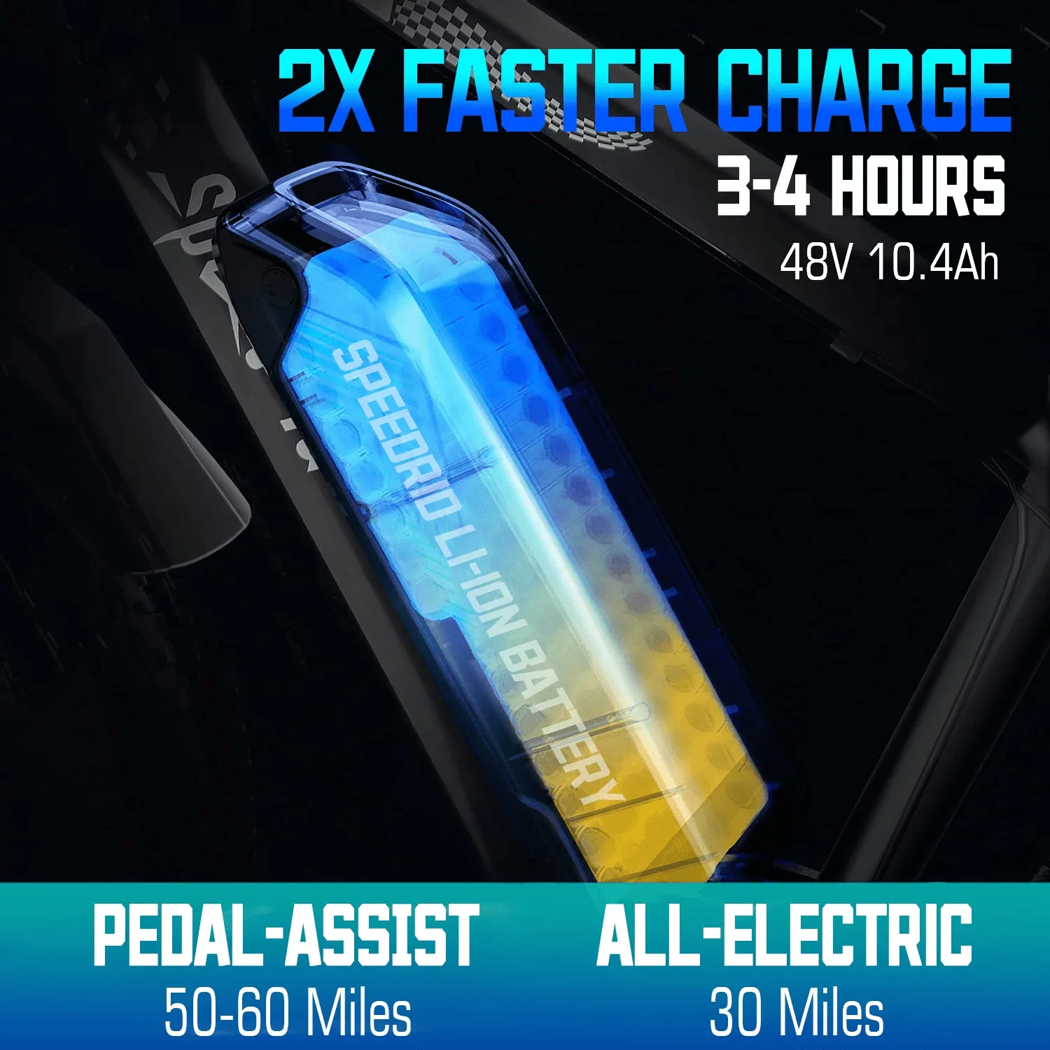 Funcid Electric Bike, 26" 4.0 Fat Tire Electric Bike for Adults 500W Adult Electric Bicycles Electric Mountain Bike w/ 48V 10.4Ah Battery and Lockable Suspension Fork Ebike for Mountain Beach Snow - Image 4