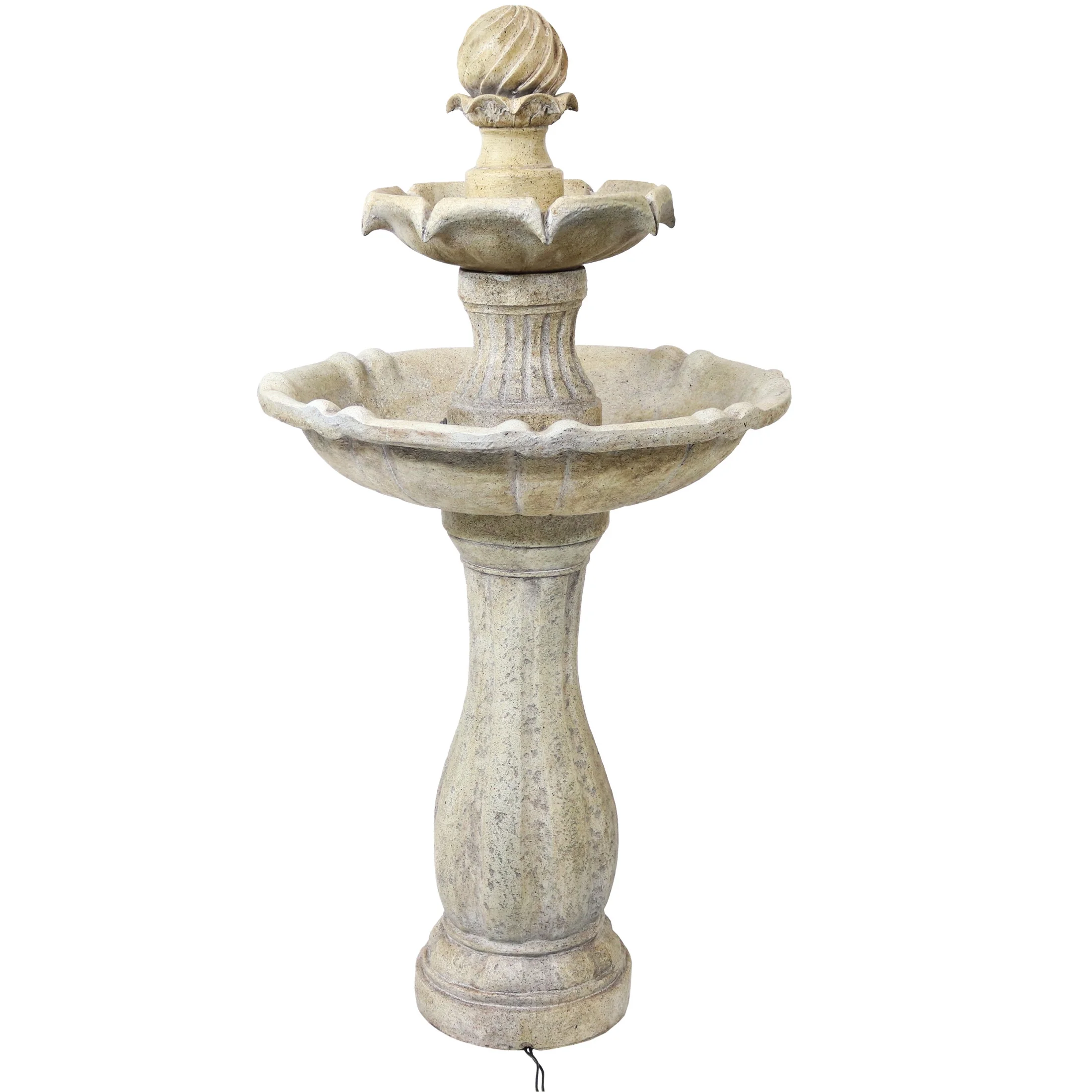 Sunnydaze 45" 2-Tier Arcade Solar Outdoor Water Fountain with LED - Earth - Image 10