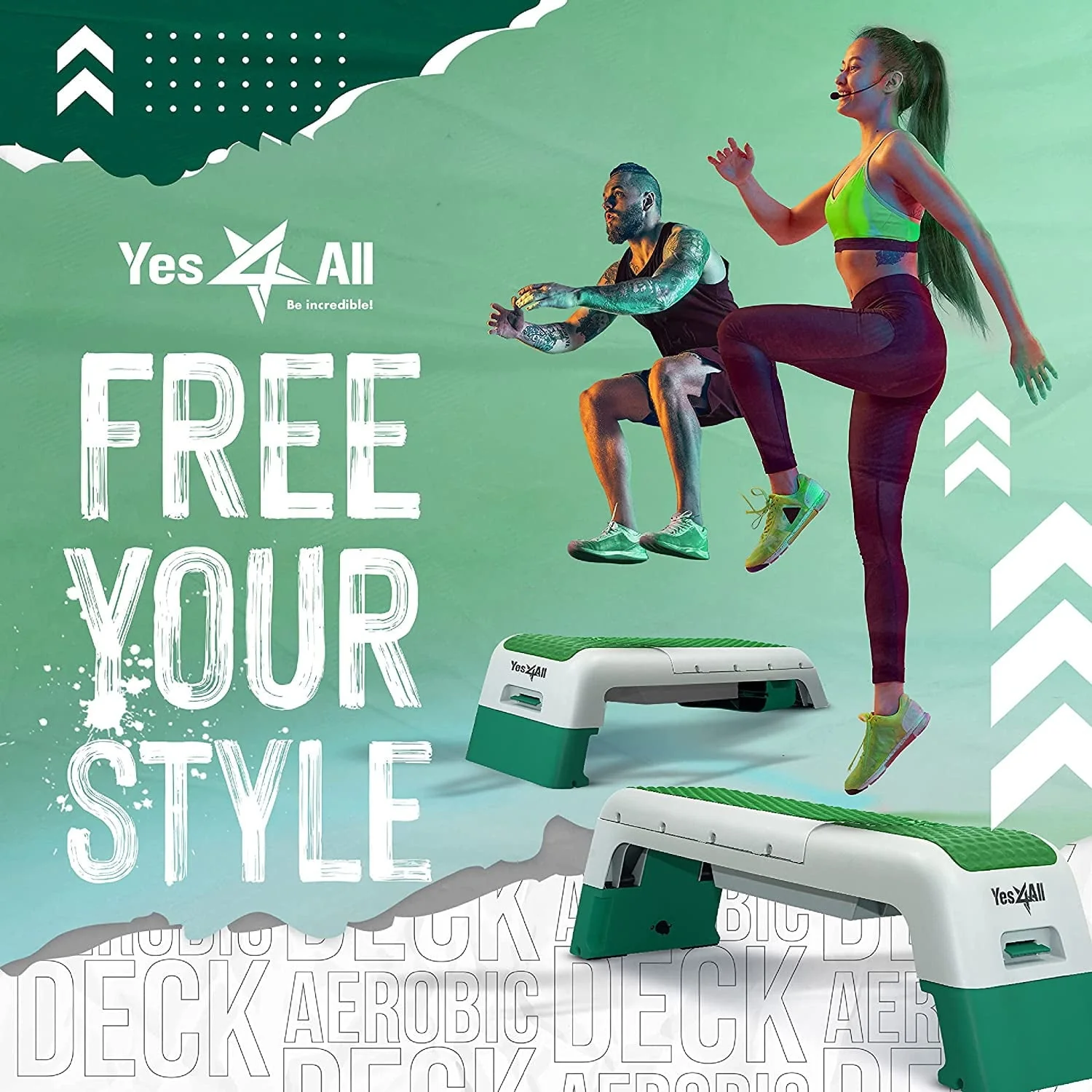 Yes4All Multifunctional Fitness Aerobic Step Platform and Aerobic Deck, Green and White - Image 7