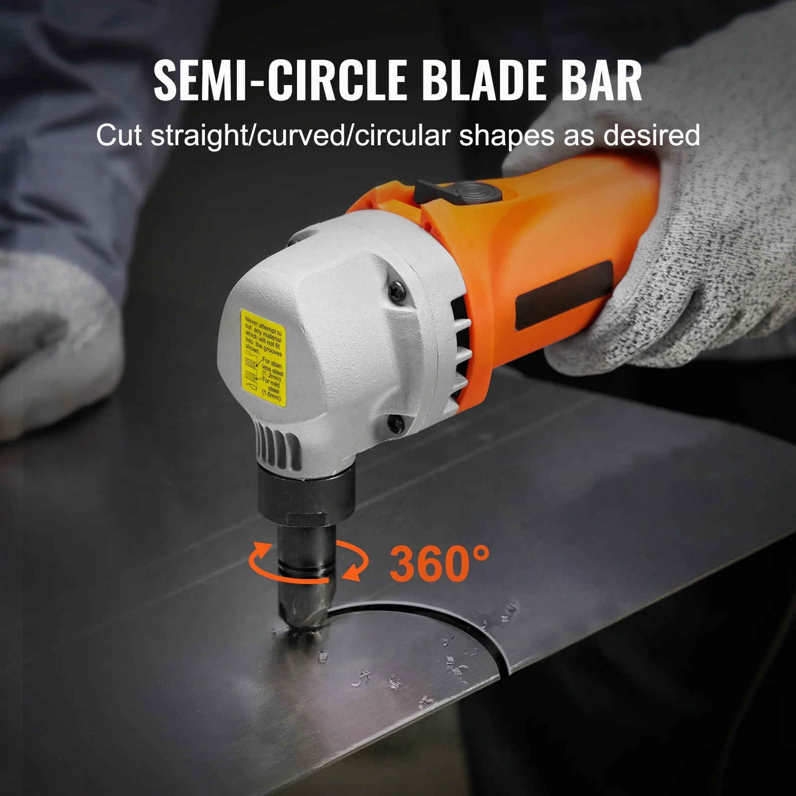 KFFKFF Sheet Metal Nibbler, 550W Powerful 2200 RPM High Speed, 360 Degree Rotation Electric Nibbler Metal Cutter, Straight Curve and Circle Cutting for Stainless Steel, Aluminum, Plastic - Image 8