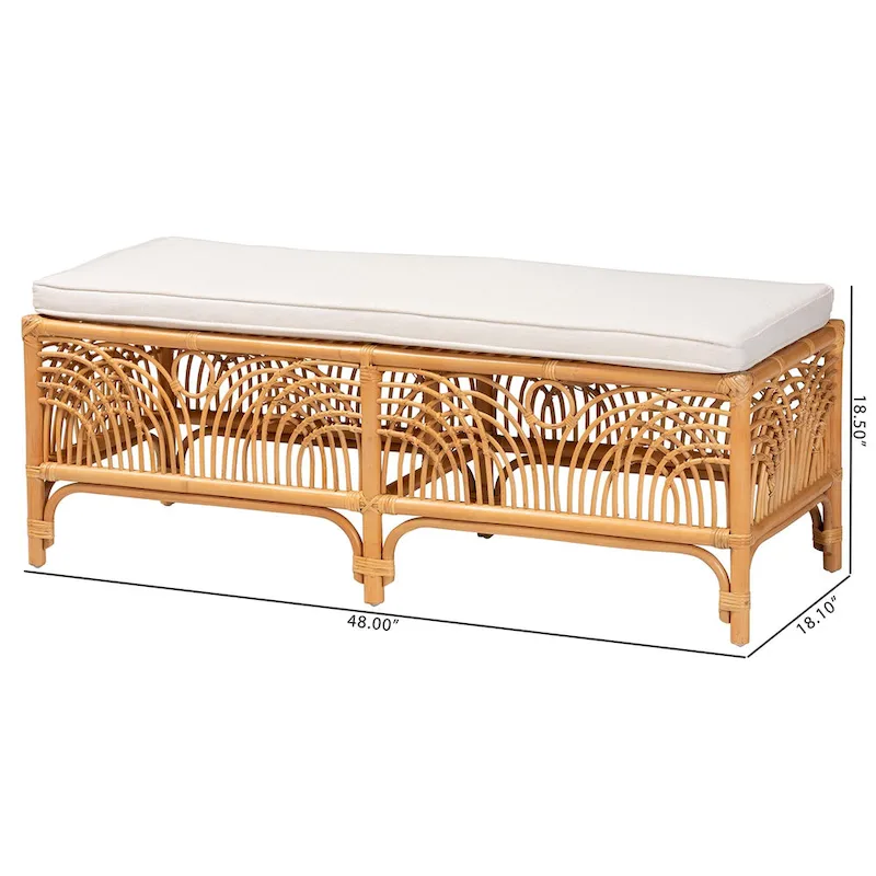 Bali & Pari Materra Contemporary Bohemian Natural Brown Rattan Bench