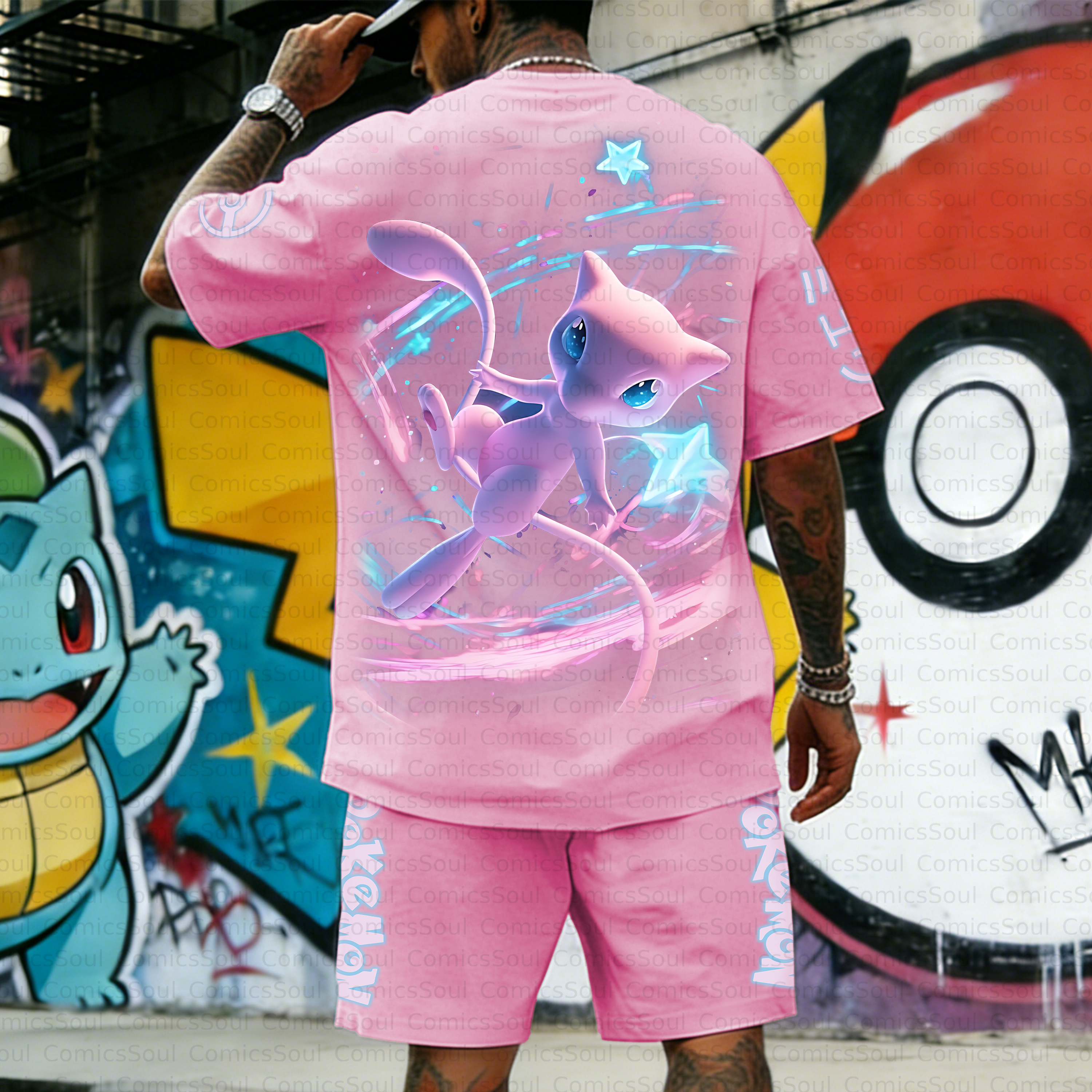 Unisex Anime Inspired Vintage T-shirt& Shorts 2 Pieces Set