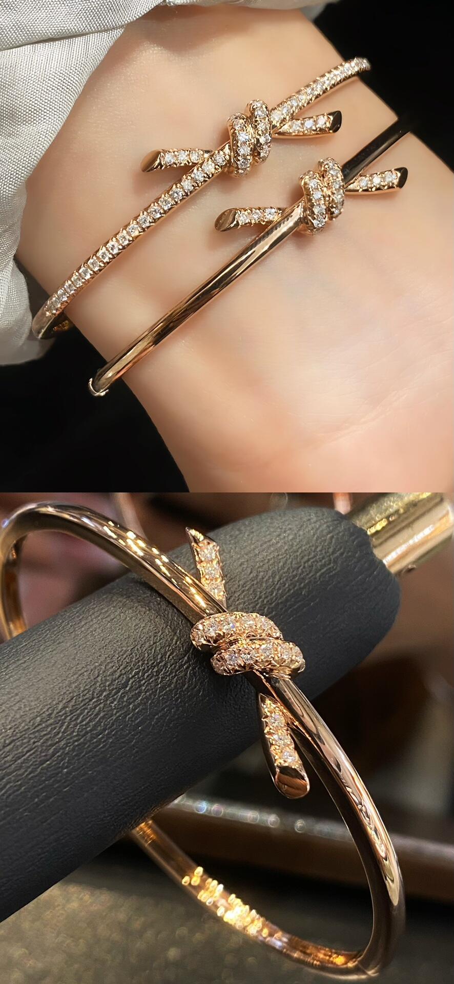 Tiffany Paved Diamond Knot Bangle Bracelet - Original Replica Club