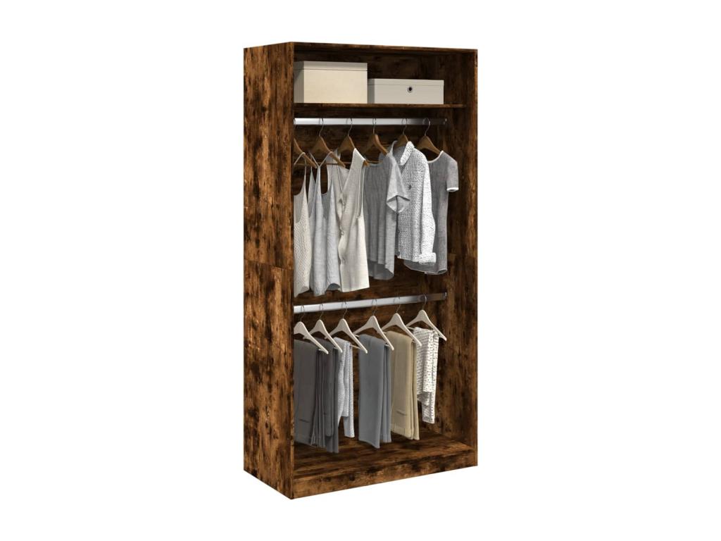 Armario madera contrachapada color roble ahumado 100x50x200 cm